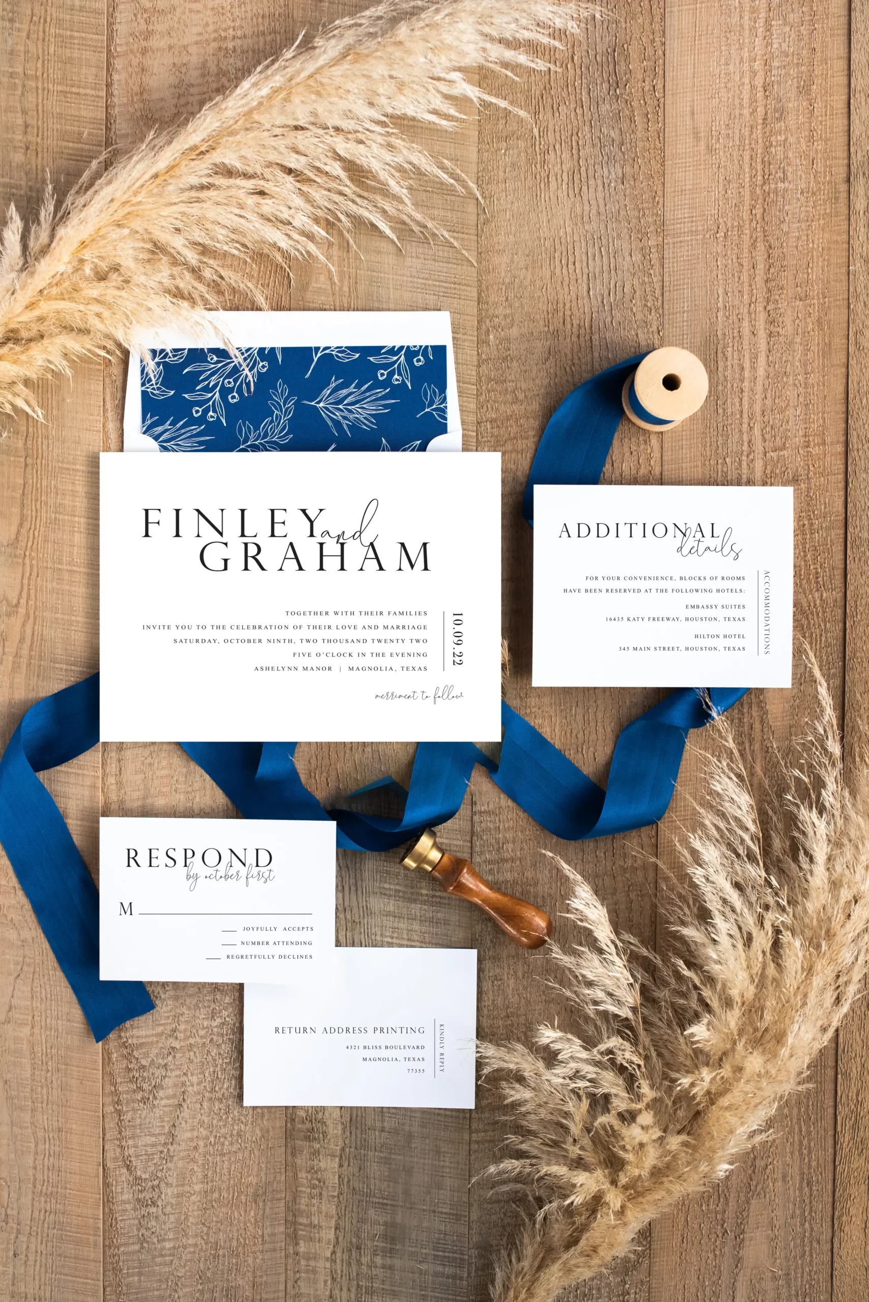 classic wedding invitations Houston TX