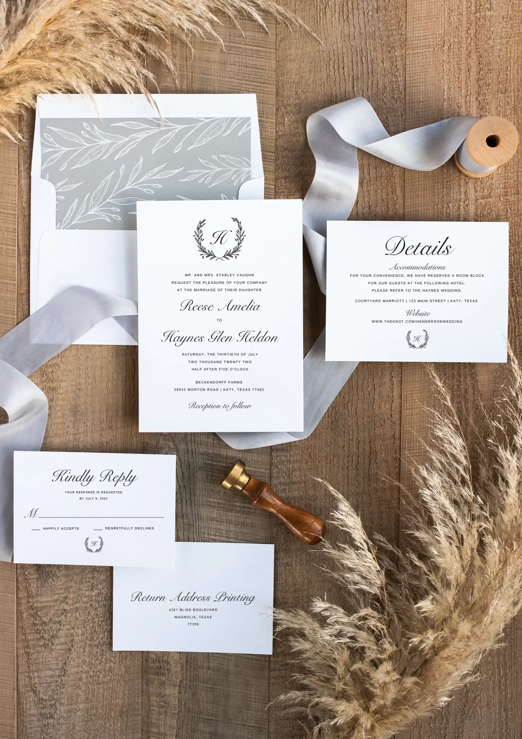 elegant wedding invitations Richmond, TX